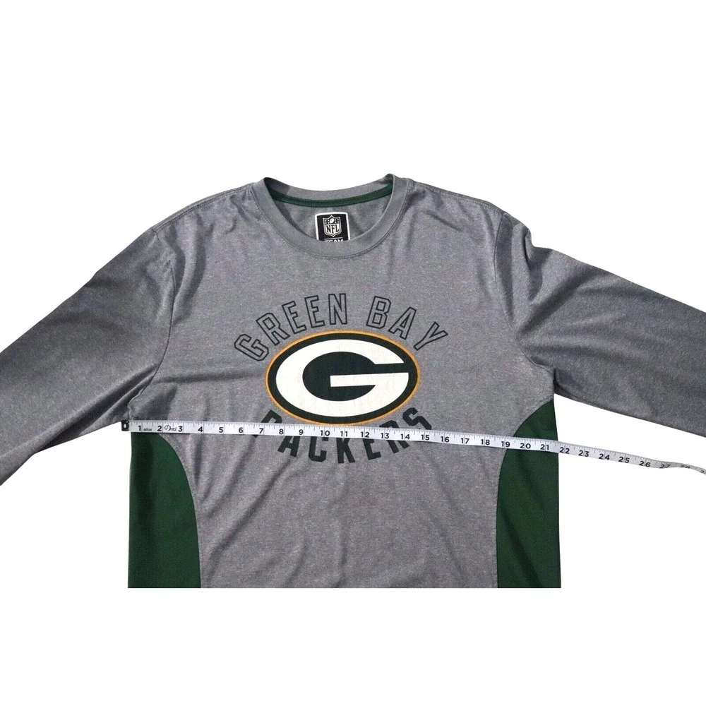 Green Bay Packers Mens‎ Shirt Large Gray Green Long Sleeve Pullover NFL